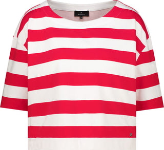 Sweatshirt, coral red ringel