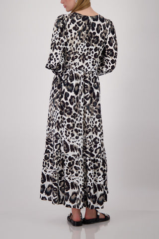 Kleid, coffee gemustert