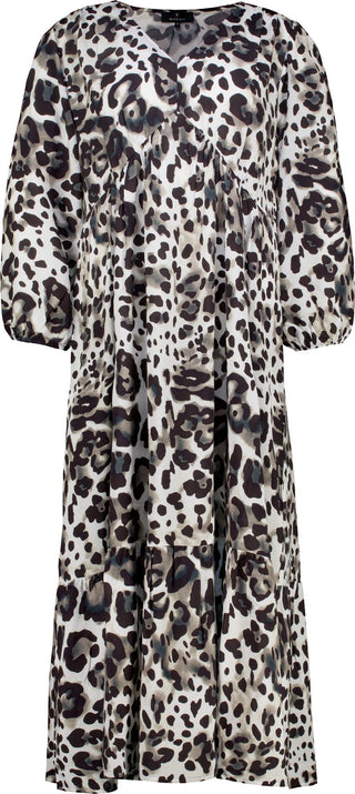 Kleid, coffee gemustert