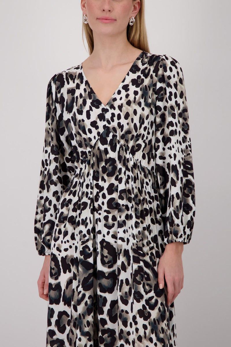 Kleid, coffee gemustert
