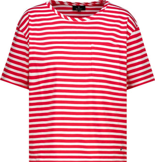 T-Shirt, coral red ringel
