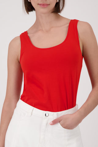 Top, coral red