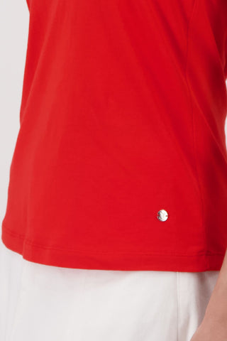 Top, coral red