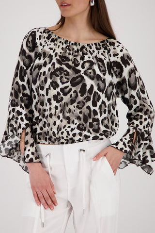 Bluse, coffee gemustert
