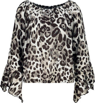 Bluse, coffee gemustert