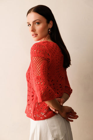 Pullover, coral red