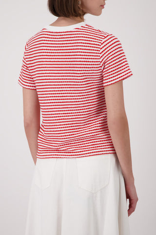 T-Shirt, coral red ringel