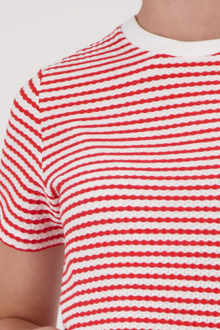 T-Shirt, coral red ringel
