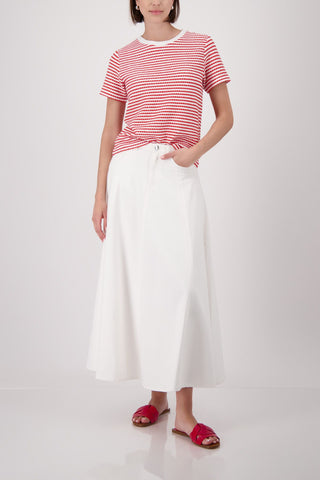 T-Shirt, coral red ringel