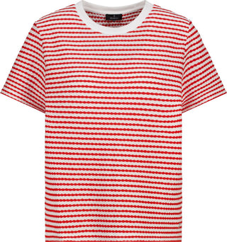 T-Shirt, coral red ringel