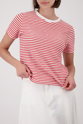 T-Shirt, coral red ringel