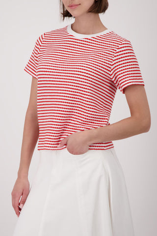 T-Shirt, coral red ringel