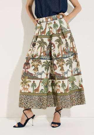 Weite Hose mit Jungle-Print