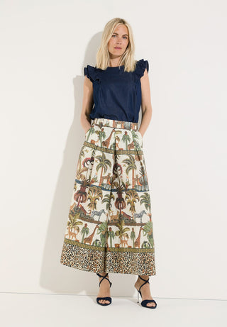 Weite Hose mit Jungle-Print