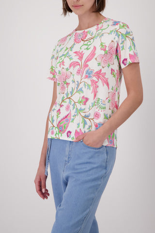 T-Shirt, champagne beige gemustert
