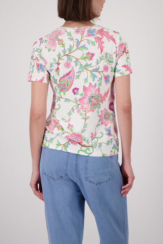 T-Shirt, champagne beige gemustert