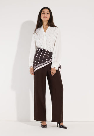 Crêpe Blouse with Lace Details, off white