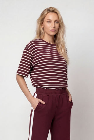 Sweatshirt, dark bordeaux ringel