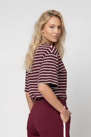 Sweatshirt, dark bordeaux ringel