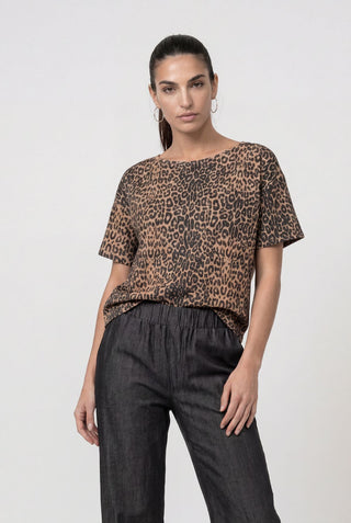 T-Shirt, brown sugar gemustert