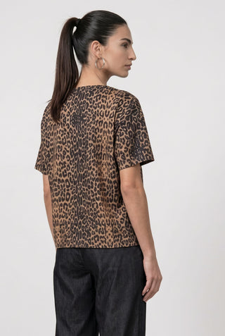 T-Shirt, brown sugar gemustert