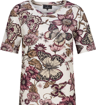 T-Shirt, antique white gemustert