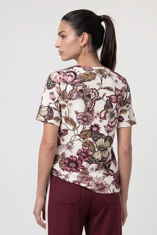 T-Shirt, antique white gemustert