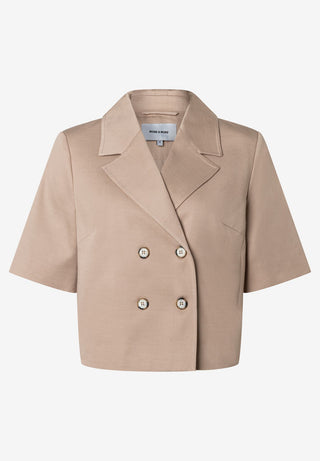 Cropped Double Breasted Blazer, powder beige