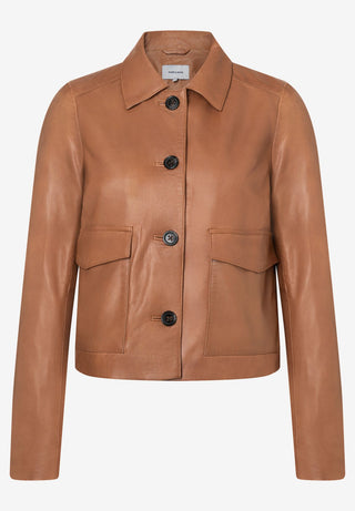 Two-Tone Nappa Leather Jacket, cinnamon