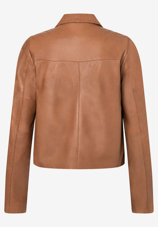 Two-Tone Nappa Leather Jacket, cinnamon