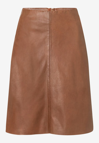 Two-Tone Lamb Napa Skirt, cinnamon