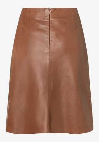 Two-Tone Lamb Napa Skirt, cinnamon