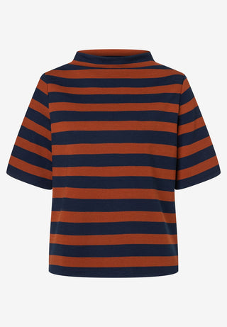 Striped Sweatshirt with Turtleneck, block stripe jersey cinnamon classi