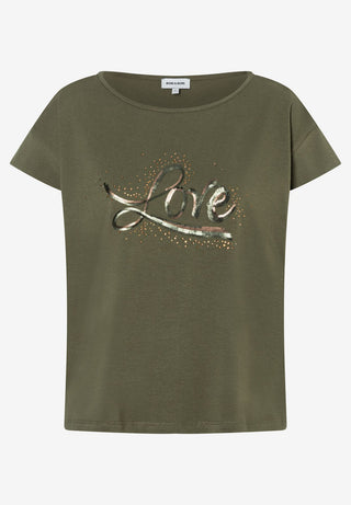 Shirt with Wording and Sequins, jungle green