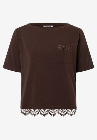 T-Shirt mit Spitzen-Saum