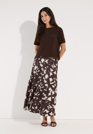 T-Shirt mit Spitzen-Saum