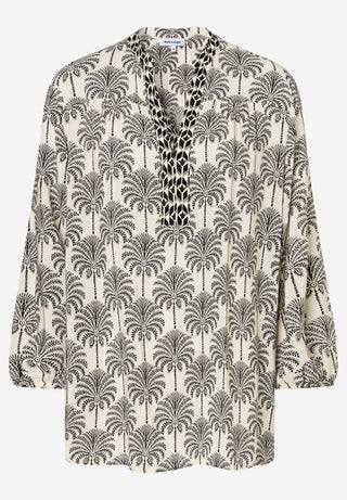 Viscose Print Tunic Blouse, twotone palm print