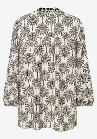 Viscose Print Tunic Blouse, twotone palm print