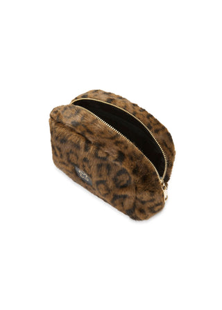 Kosmetiktasche aus Fake Fur mit Leo-Muster (3er-Pack)