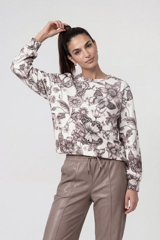 Sweatshirt, taupe gemustert