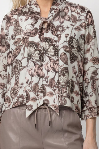 Bluse, taupe gemustert