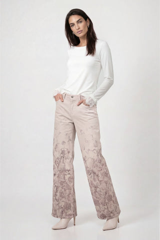 Hose, taupe gemustert