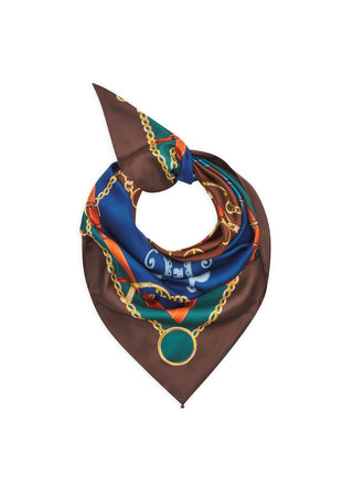 Luxuriöses Dreieckstuch aus Seide mit heraldischem Muster