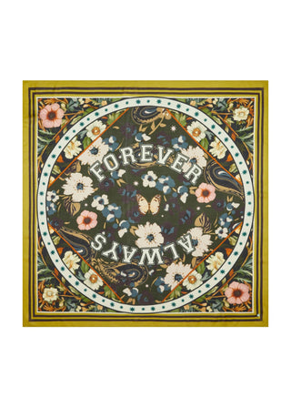 Tuch aus Viskose mit Blumen-Muster und ALWAYS FOREVER-Schriftzug