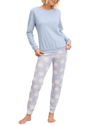 DAMEN Pyjama mit Bündchen, harmony blue