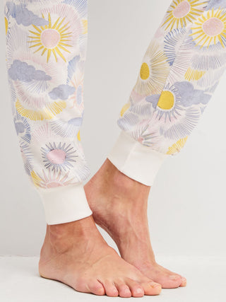 DAMEN Pyjama mit Bündchen, harmony blue print