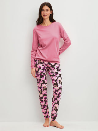 DAMEN Pyjama mit Bündchen