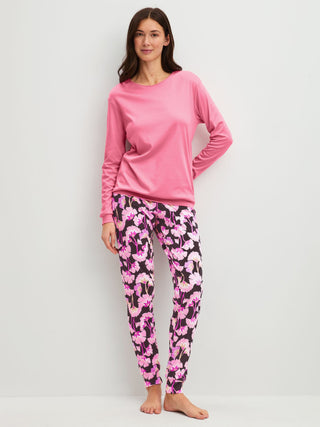 DAMEN Pyjama mit Bündchen
