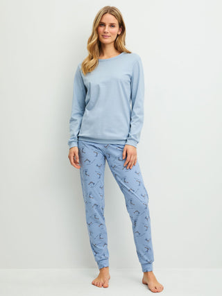 DAMEN Pyjama mit Bündchen