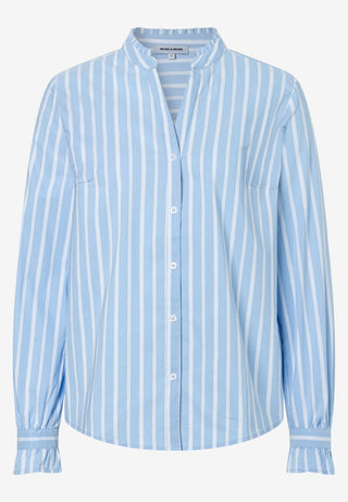Gestreifte Bluse mit Stehkragen